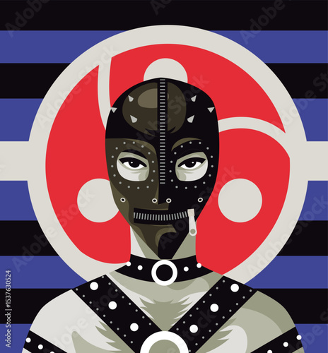 man with leather mask and pride flag
