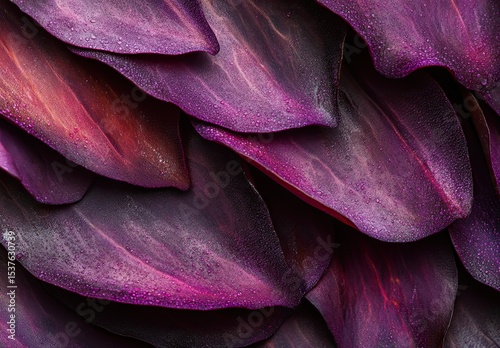 A close-up of Silurian leaves in dark purple, showcasing their unique texture and form