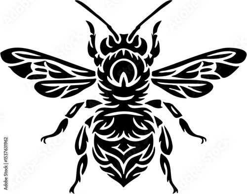 tribal bee vector illustration, isolated on white