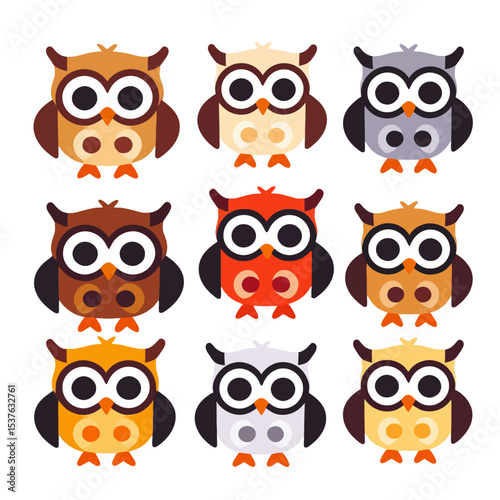 Wallpaper Mural Colorful Cartoon Owls Illustration-Cute Owl Graphic Design-Whimsical Owl Pattern for Kids-Adorable Owl Characters-Eye Catching Animal Illustration Torontodigital.ca