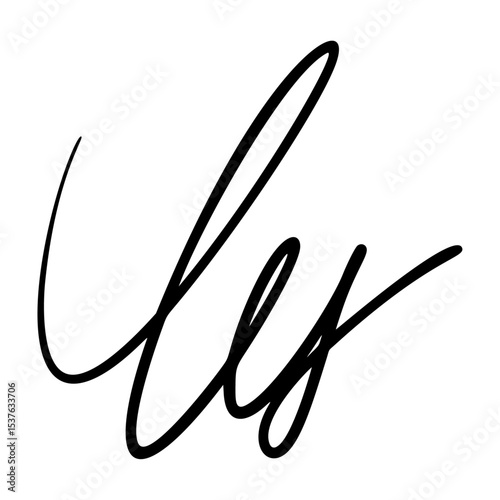 Handwritten signature name sign with random letter forms. Fake autograph for contract or document use. Flat vector illustration isolated on white background.