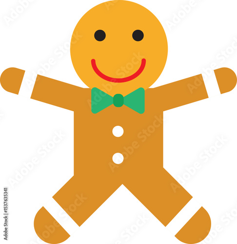 A cheerful gingerbread man in a classic, friendly design. Perfect for holiday, dessert or pastry themes. 