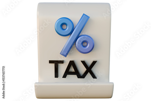 3D model of tax percentage sign. Suitable for financial articles, accounting presentations, tax related blog posts or business websites. 3D Rendering.