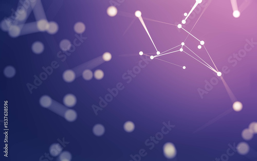 Fototapeta Naklejka Na Ścianę i Meble -  Abstract background. Molecules technology with polygonal shapes, connecting dots and lines. Connection structure. Big data visualization.