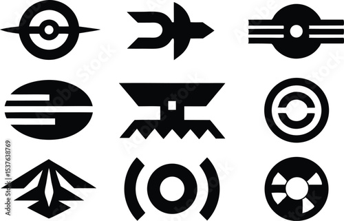 Collection of aerodynamic engineering and physics symbols isolated on transparent background