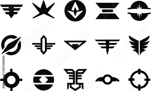 Collection of aerodynamic engineering and physics symbols isolated on transparent background