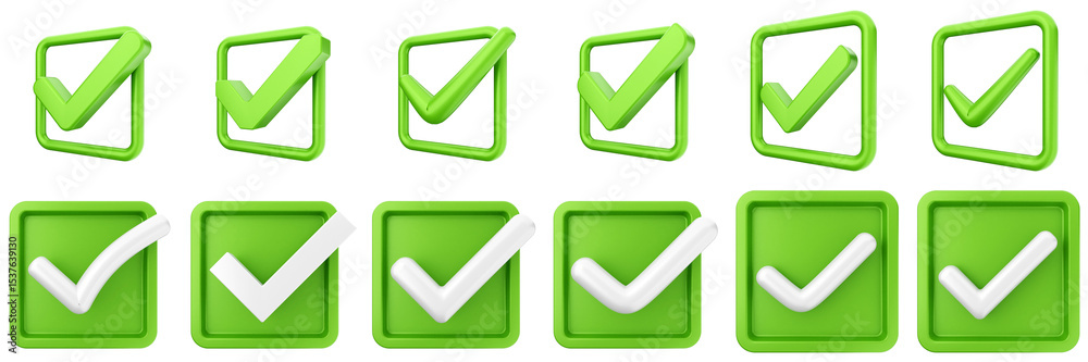 3d checkmark correct yes choice right vote verification approved accept icon set bundle illustration 3d checkmark correct yes choice right vote verification approved accept icon set bundle illustration