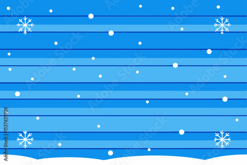 Winter Wonderland Background Blue Stripes, Snowflakes, and Falling Snow Design