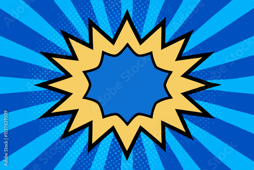 Dynamic Pop Art Burst Blue and Yellow Starburst Design Element