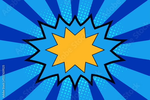 Dynamic Pop Art Burst Background Vibrant Blue and Yellow Starburst Design