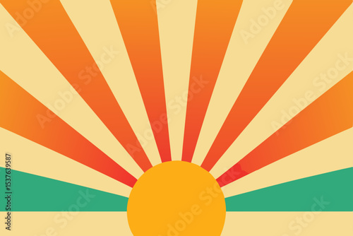 Retro Sunburst Design Vintage Sunrise Illustration