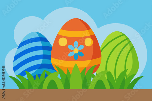 Colorful Easter Eggs in Spring Grass A Festive Celebration