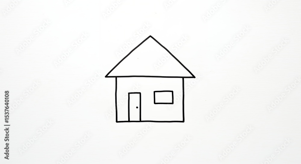 Fototapeta premium Simple line drawing of a house