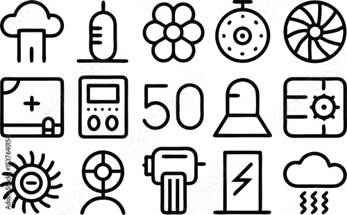 Air quality outline icon set a collection of clean air icons isolated on transparent background