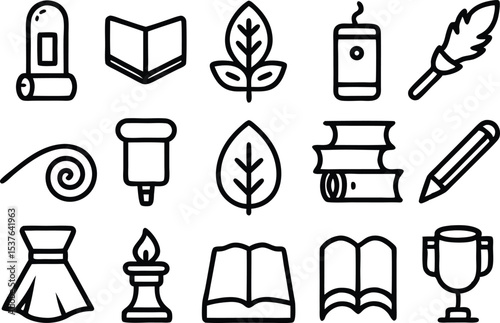 Arcane scrolls outline icon set a collection of mystical scroll icons isolated on transparent background