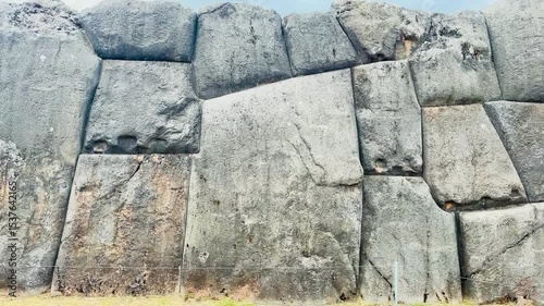Close-up of megalithic wall stones at Saqsaywaman ruins, Peru