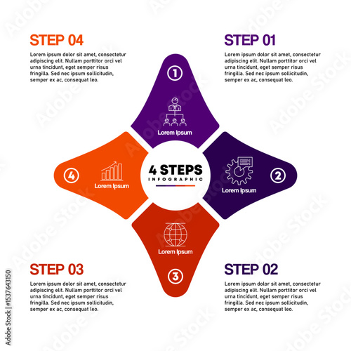 Circle chart infographic template with 4 options for presentations business. shape circle star infographic. Vector illustration Eps	
