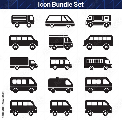 Black and White Vehicle Icon Set – Modern & Photorealistic