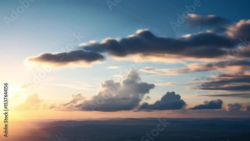 Sunrise Over a Mountain with Clouds – Scenic Morning Sky Over Hills in 4K