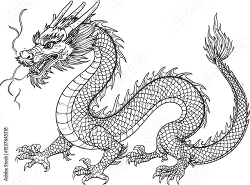 Asian Mythical Dragon Creature sketch