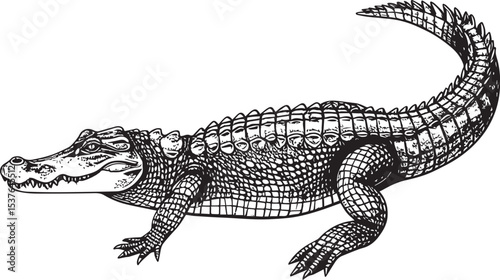 Vintage Style Crocodile Sketch Illustration