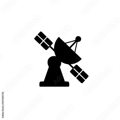 Satellite Dish Antenna Icon solid black