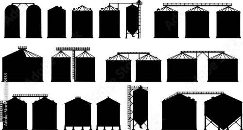 cylindrical storage tank silhouette vector illustration
