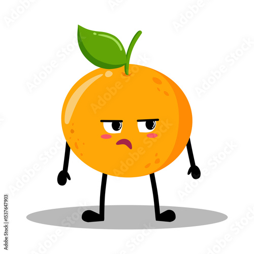 Cute Hand Drawn Bored Orange  dont know what to do