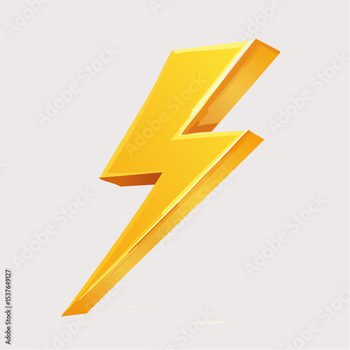 Golden Lightning Bolt 3D Icon  Energy, Power, Speed Symbol