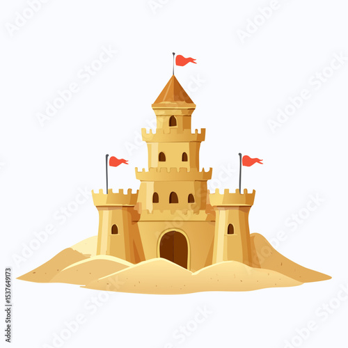 Majestic Sandcastle Illustration  A Detailed Vector Graphic of a Beach Castle