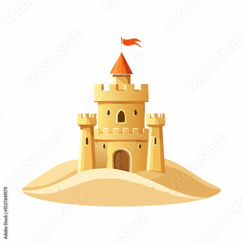 Majestic Sandcastle Illustration A Summer Beach Icon
