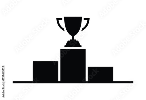 Trophy Podium Icon Black Winner Cup Silhouette Vector