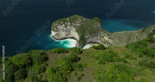 Blue waves at the beach aerial view form drone camera high quality