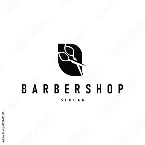 barbershop logo design concept of a barber shop with a vintage retro concept of scissors and razors also a cool and minimalist barbershop tube icon illustration of a symbol template
