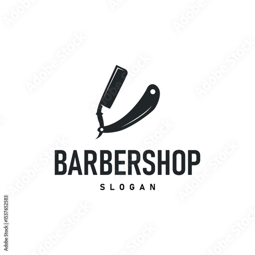 barbershop logo design concept of a barber shop with a vintage retro concept of scissors and razors also a cool and minimalist barbershop tube icon illustration of a symbol template