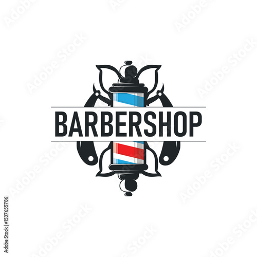 barbershop logo design concept of a barber shop with a vintage retro concept of scissors and razors also a cool and minimalist barbershop tube icon illustration of a symbol template