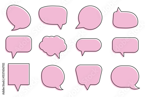 Silhouette speech bubble vector set. black on a white background. simple flat design. text box and message icon collection on a white background. vector illustration. 