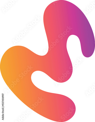 Bright psychedelic liquid shape with colorful gradient, curved amoeba shape. Vector wriggling bubble drop hand drawn.