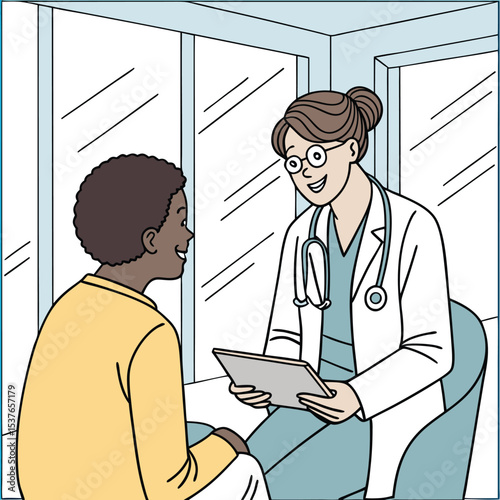 Doctor giving health advice – friendly modern style