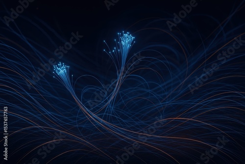 Abstract fiber optic network with illuminated connections representing high-speed internet and digital communication infrastructure
