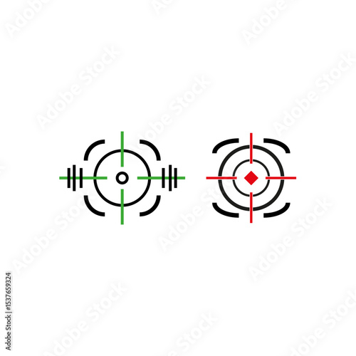 Crosshair icon. Aim target symbol. Precision focus mark. Vector sighting sign.
