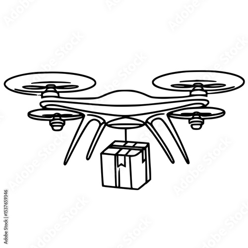 Drone Package Delivery, A drone carrying a package for efficient delivery services
