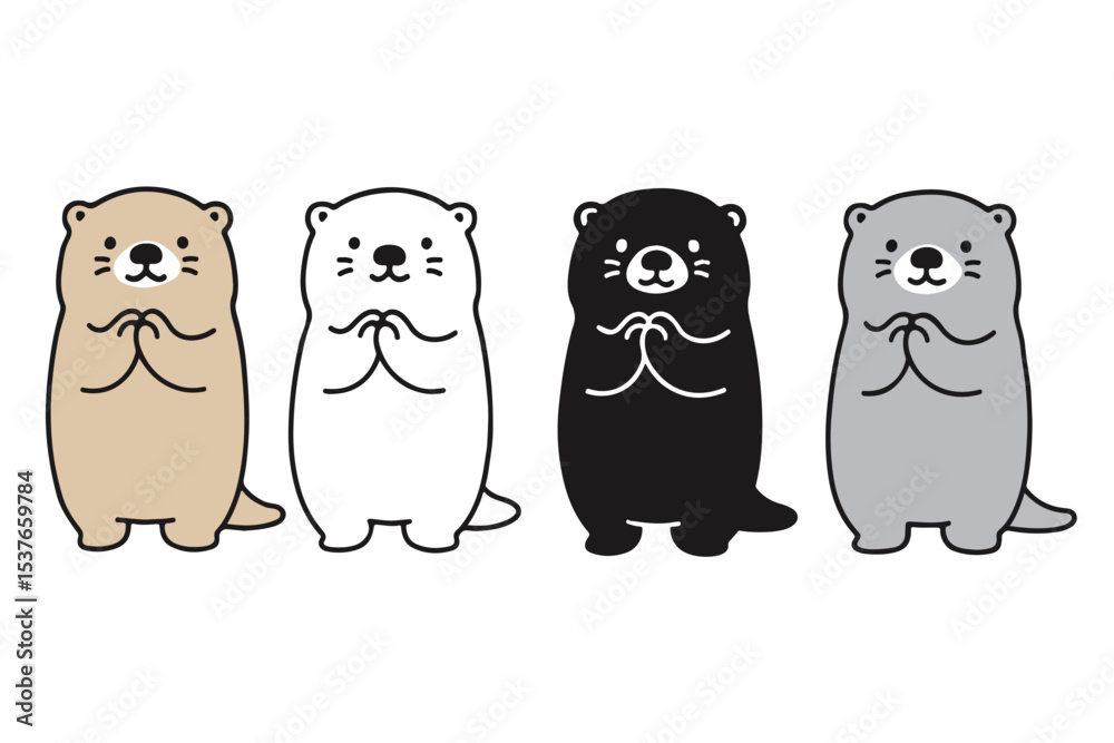 Obraz premium Cute Otter Clipart Set – 4 Variants