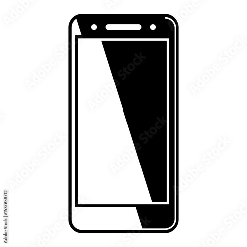 Vector icon of a smartphone with a front notch and partially peeled screen protector, illustrating a new or protected device.