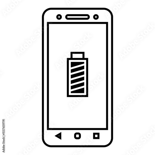 icon of a smartphone displaying a fully charged battery symbol, isolated on white background.