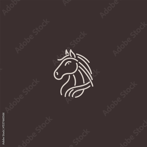 Horse logo in clean and minimalist line art design.