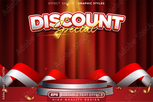 Editable 3d vector text effect discount special for independence day promo