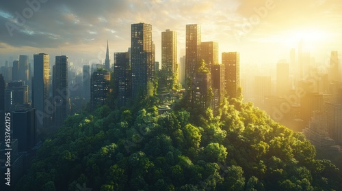 envisioning a future where nature reclaims urban spaces creating sustainable and ecologically harmonious cities blending greenery with towering skyscrapers offering a serene yet modern cityscape