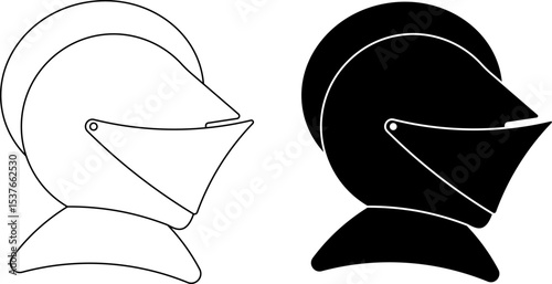 side view Close helmet icon set