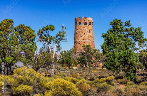 Desert View Watchtower at the south rim of the Grand Canyon in Arizona